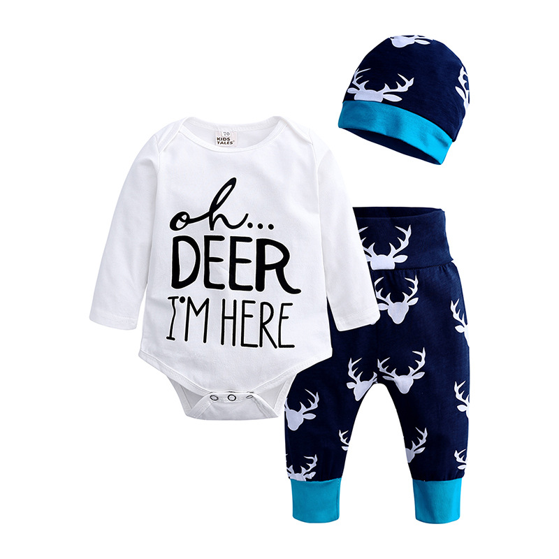 Kids baby Boys clothing long sleeve letter T-shirt + pants + hat 3 pcs. Costume Newborns Clothing Set
