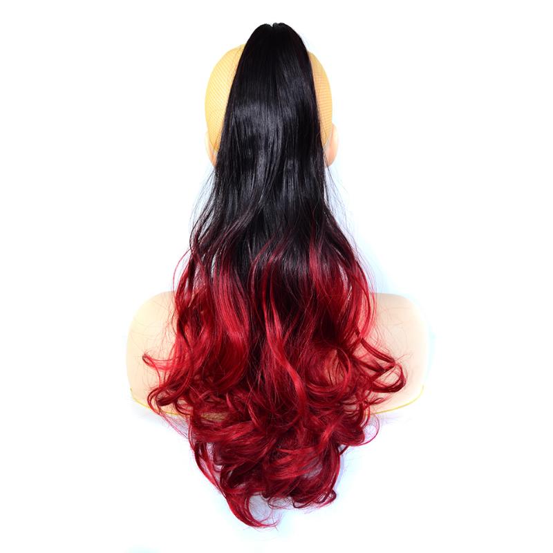 Synthetic Wigs Beiyufei Long Ponytail Wave Hair Ombre Color Brazilian Claw Ponytails Clip women wigs