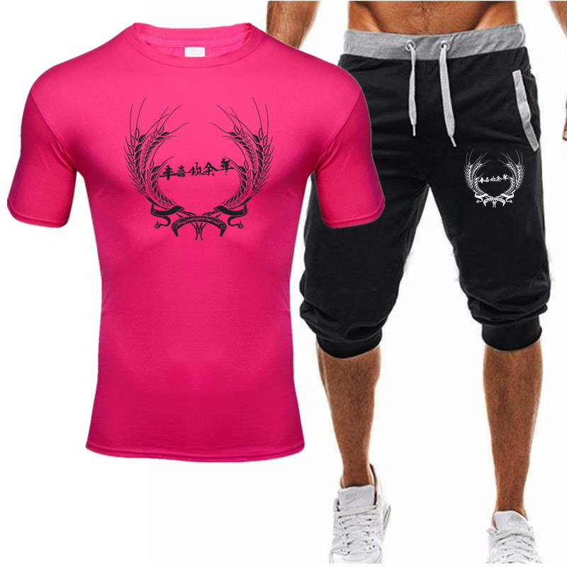 mens tracksuit Summer mens suit Tshirt shorts 2piece casual sportswear Oneck printed sportswear men tracksuits husband T200604