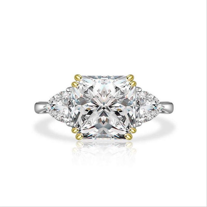 Choucong Unique Cocktail Wedding Rings Luxury Jewelry 925 Sterling Silver Radiant Cut Pink Topaz Moissanite Diamond Gemstones Eternity Women Engagemen