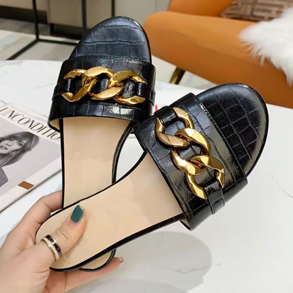 New Designer Metal Chain slides sandals Women designer Sandals Crocodile Leather Flats slippers Flip Flops Sexy shoes 6 colors 270, Color 2
New Designer Metal Chain slides sandals Women designer Sandals Crocodile Leather Flats slippers Flip Flops Sexy shoes 6 colors 270, Color 2