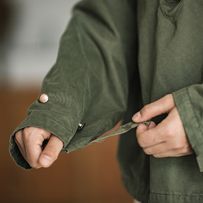 Madden male Hooded Pullover Long Sleeve Deck Parker Jacket Drawstring Neckline Workwear Jacket Green Cuffs Ribbon Closure Jacket 201130