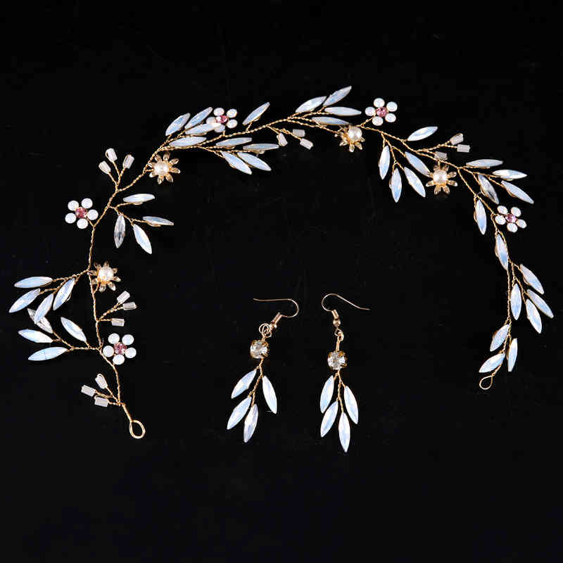 Wedding Hair Jewelry Accessories Special Protein Glass Headdress Gold Flower Crystal Dress Band Bride