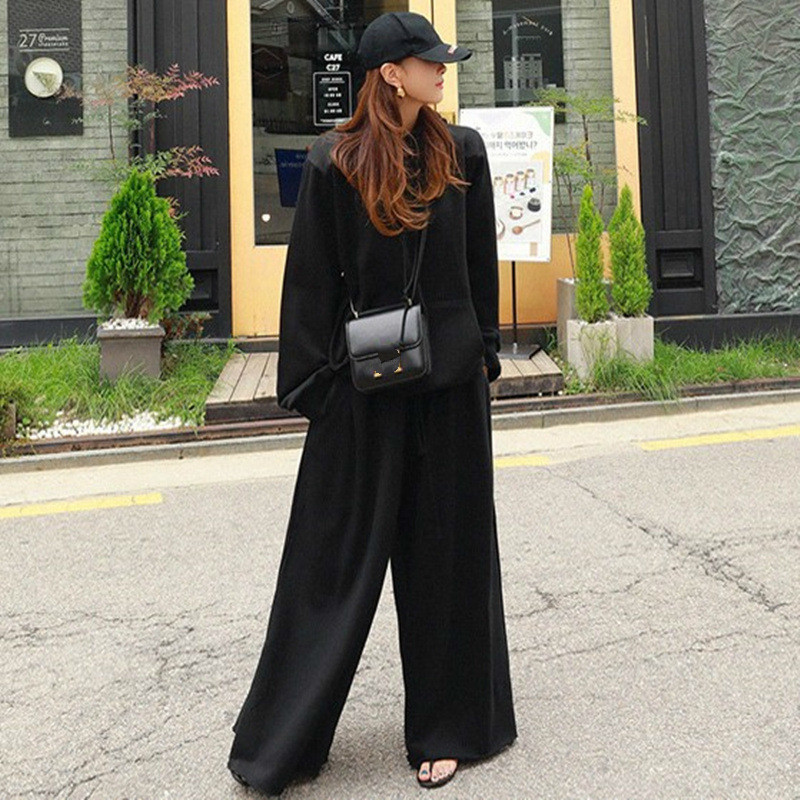 LANMREM can ship Tightness waist sweatpants women casual Wide Leg Pants Loose korean style new Trousers with pockets YH963 201012