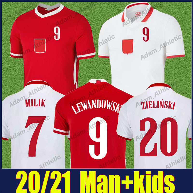 

Polska LEWANDOWSKI soccer jerseys GLIK MILIK ZIELINSKI football jersey KRYCHOWIAK BEDNAREK national team uniforms MODER GROSICKI home away Shirts adult 20/21 top, 2020 home+unl patches