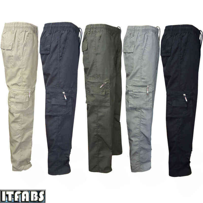 Mens Tactical Hiking Belted Cargo Pants Skinny Slim Fit 7 Pockets Pants Trousers H1223
