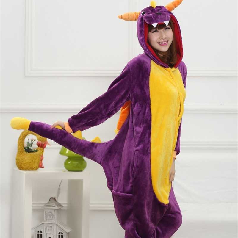Flannel Dinosaur Kigurumi Pajama Women Male Winter Homewear Girl Onesie Animal Cosplay Costume Party Jumpsuit Adult Warm Y0913