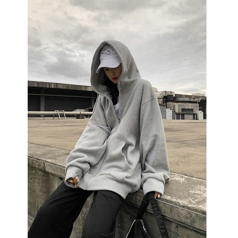 Hooded zipper sweater women's spring and autumn thin 2021 new Korean loose BF lazy cardigan Plush thickened coat, Black
Hooded zipper sweater women's spring and autumn thin 2021 new Korean loose BF lazy cardigan Plush thickened coat, Black