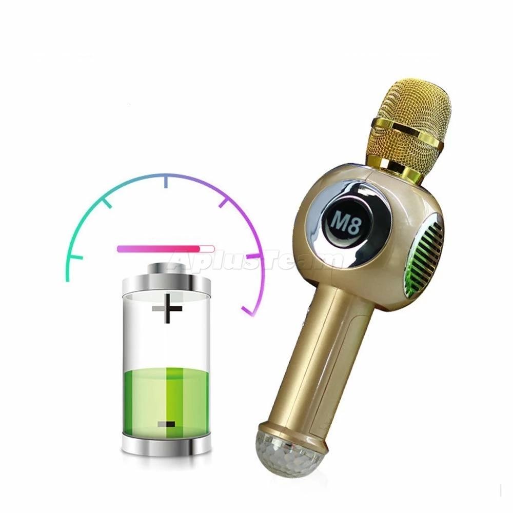 Wireless Karaoke Microphone M8 With LED Light Built-in Bluetooth Speaker Portable Handheld Phone Karaoke Microphone With Retail Box