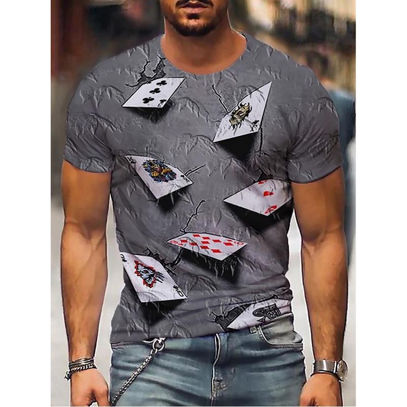 Playing card men' 3D Print T shirt graphic optical illusion short sleeve party top street punk and gothic crew neck summer, Xcnz-67
Playing card men' 3D Print T shirt graphic optical illusion short sleeve party top street punk and gothic crew neck summer, Xcnz-67