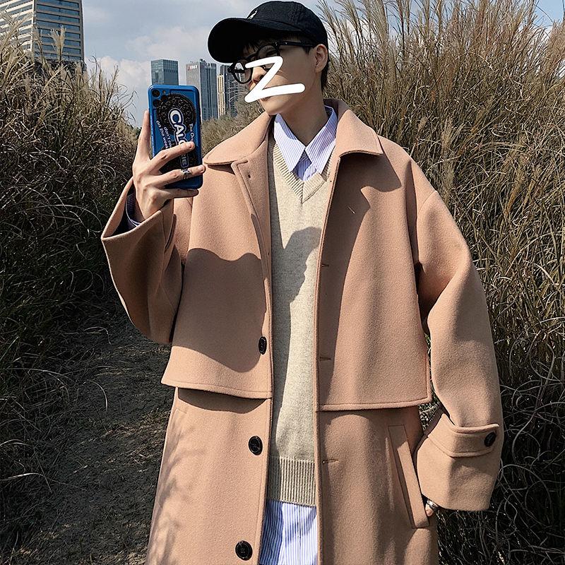 Men's Wool & Blends Winter Plus Velvet Woolen Coat Warm Fashion Casual Long Men Korean Oversize Mens Overcoat
