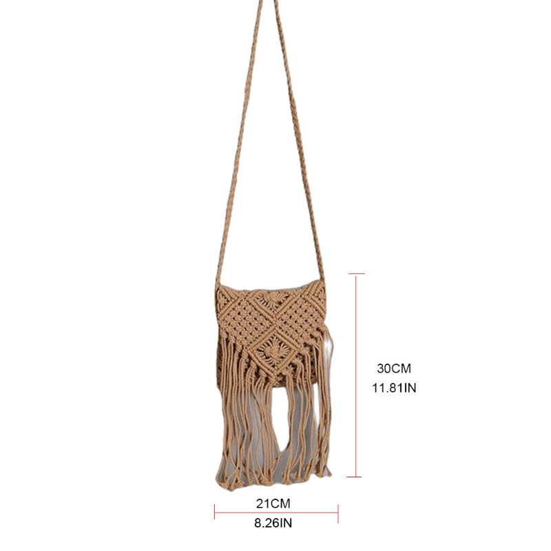 Tassel Crossbody Shoulder Bags Flip Woven Boho Beach Vacation Travel Small Handbag for Women Girls