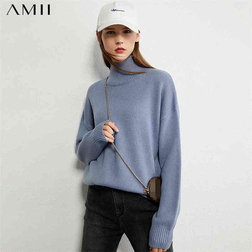 Minimalism Autumn Winter Fashion Women's Sweater Solid Turtleneck For Women Tops 1207 210527