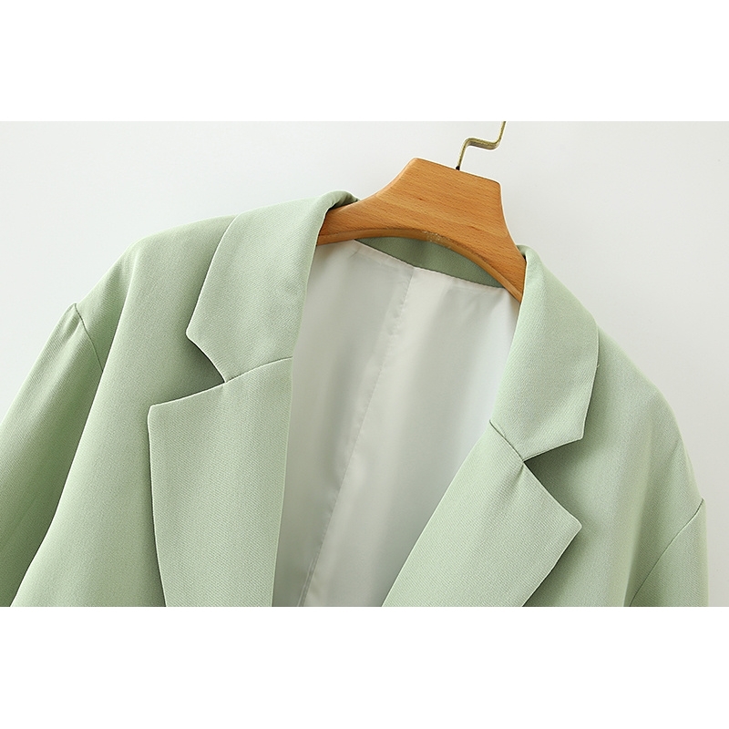 women elegant green long blazer jackets fashion ladies notched collar jacket suits vintage female chic suit girls 210527