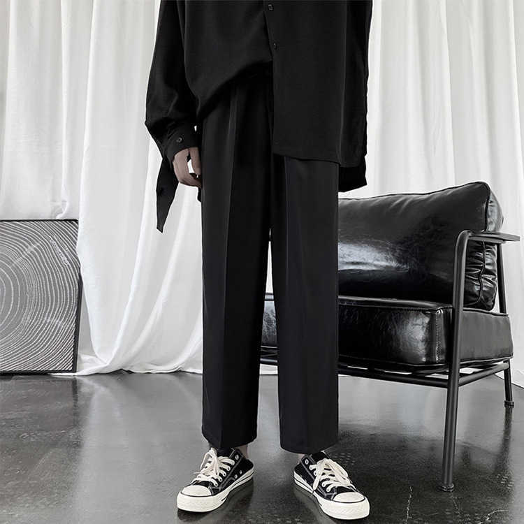 Men's Summer Solid Color Thin Black Loose Business Casual Suit Pants High School JK Uniform Trousers Y0811