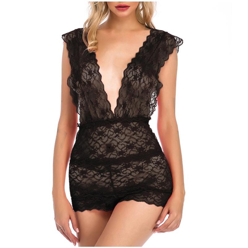 Lace Nightdress Sexy Lingerie New Sexy V-Neck Women Lace Lingerie Bodysuit Pajamas Nightdress Spandex Sleepwear Underwear S-3XL, Bk
Lace Nightdress Sexy Lingerie New Sexy V-Neck Women Lace Lingerie Bodysuit Pajamas Nightdress Spandex Sleepwear Underwear S-3XL, Bk