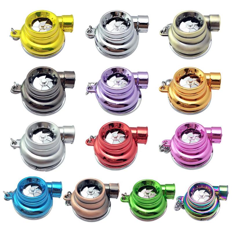 Keychains Mini Turbo Turbocharger Keychain Spinning Turbine Key Chain Ring Keyring Keyfob Car Interior Gifts Accessories