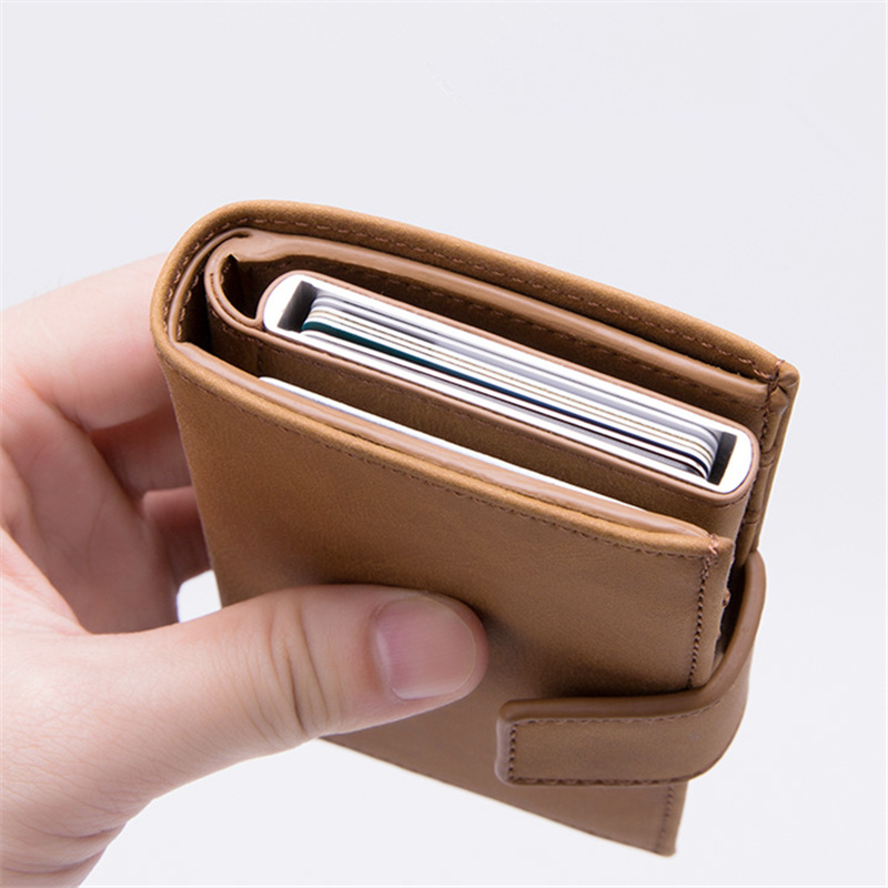 Men Wallets Minimalist Metal Fashion Single Box Blocking Holder for Cards Holders