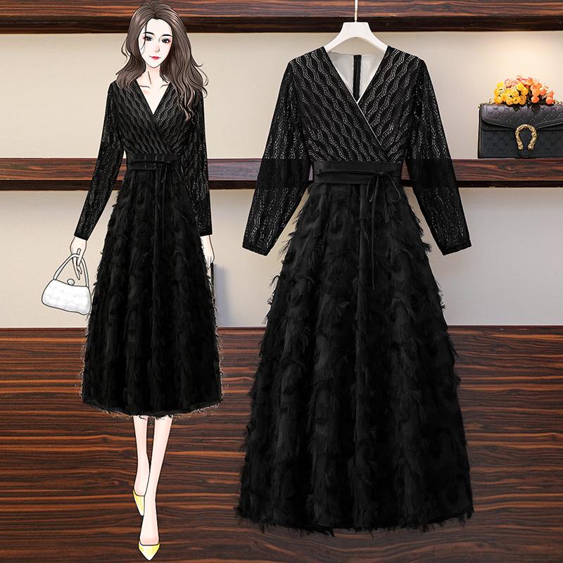 Casual Dresses Large Women's 2021 Fat Sister Trendy Autumn Fashion High Waist Lace Up Feather Stitching Medium Length Dress, Black;gray
Casual Dresses Large Women's 2021 Fat Sister Trendy Autumn Fashion High Waist Lace Up Feather Stitching Medium Length Dress, Black;gray