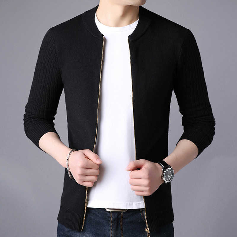 Liseaven Men's Sweater Male Jacket Solid Color Sweaters Knitwear Warm Sweatercoat Cardigans Men Clothing 210818