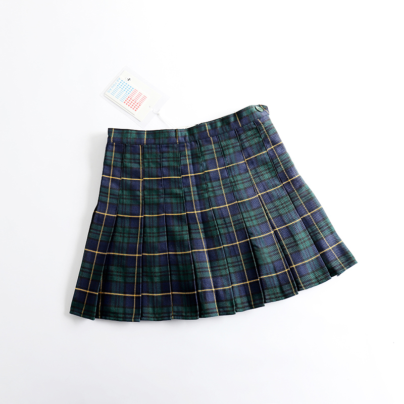 Harajuku Tartan Red Green Women Skirt Sexy plaid Pleated Skirts Fashion Mini Skirt Side Zipper High Waist skirts womens Casual 210315