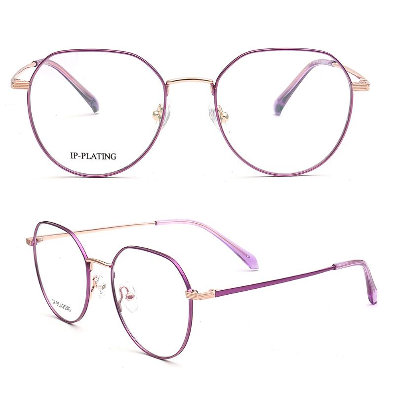

Fashion Sunglasses Frames Women Round Eyeglass Frame Men Optical Glasses Light Metal Prescription Eyewear Blue Pink Black Purple Spectacles