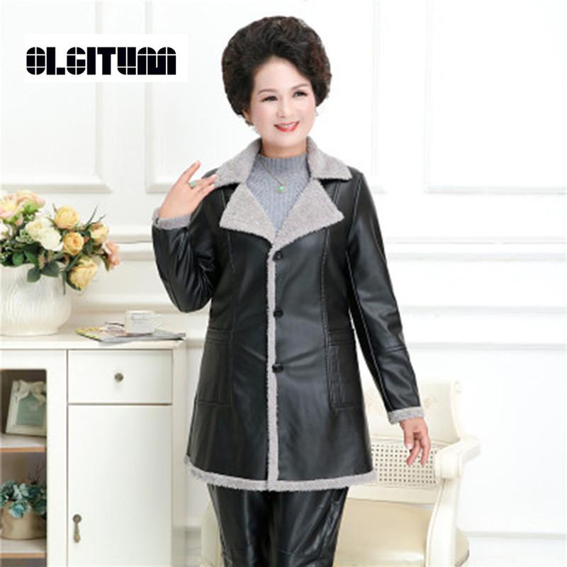 Women's Leather & Faux OLGITUM 2021 Winter Mother Middle And Old Aged Women Jacket Plus Velvet Thickened Suit Turn-down Collar Coat, Black
Women's Leather & Faux OLGITUM 2021 Winter Mother Middle And Old Aged Women Jacket Plus Velvet Thickened Suit Turn-down Collar Coat, Black