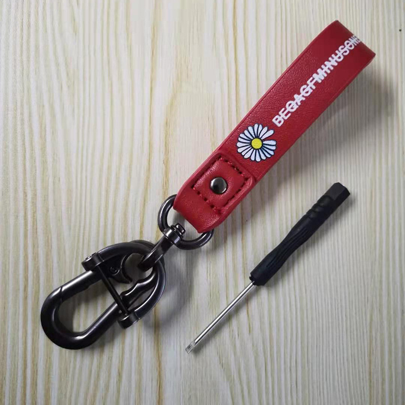 Creative Boutique Car KeyRings Personalized Color Printing Real Super Fiber Leather Waist Hanging Car Accessories