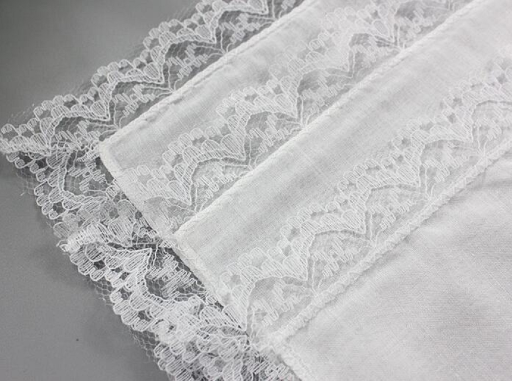Wedding Decorations Pure White Handkerchiefs with Lace Plain DIY Print Draw Hankies Cotton Handkerchiefs Pocket Square 23X25 cm