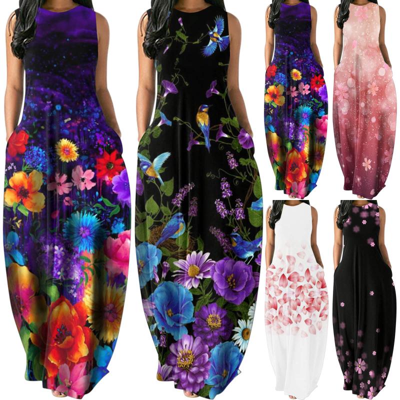 Casual Dresses Plus Size Women' Maxi Dress Summer O-neck Flower Print Sleeveless Pullover Tank Ladies Long Dresses#35, Bk
Casual Dresses Plus Size Women' Maxi Dress Summer O-neck Flower Print Sleeveless Pullover Tank Ladies Long Dresses#35, Bk