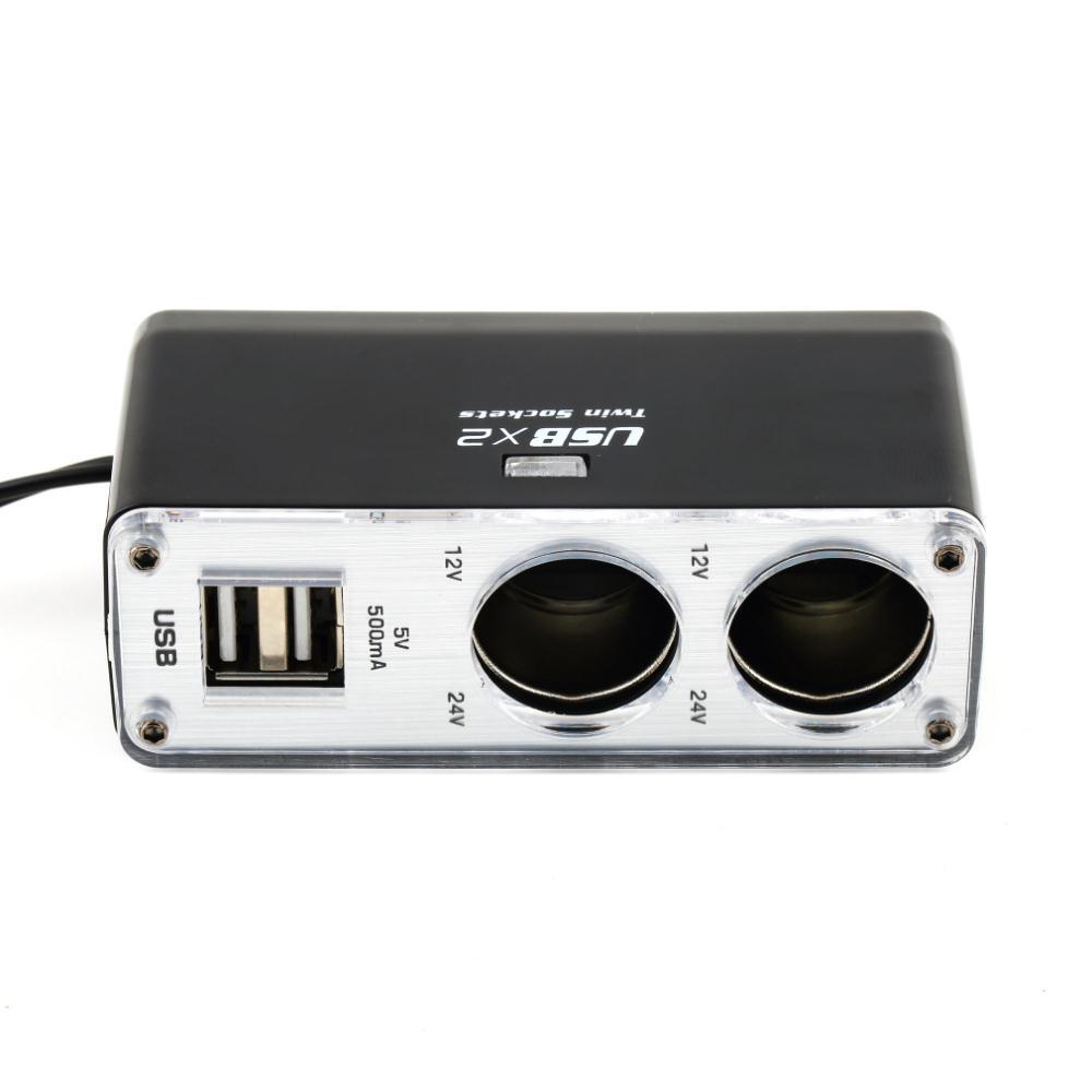 34063II Twin Socket Double USB Port 2 Way Auto Car Cigarette Lighter Socket Splitter Charger Plug Adapter with Cable DC 12V New, Black
34063II Twin Socket Double USB Port 2 Way Auto Car Cigarette Lighter Socket Splitter Charger Plug Adapter with Cable DC 12V New, Black