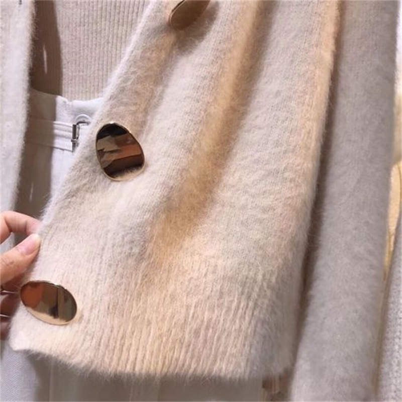 Solid Elegant Women Cardigans Casual V-Neck Cashmere Knitted Women Sweaters Coat Slim Autumn Winter Clothes Female 210602