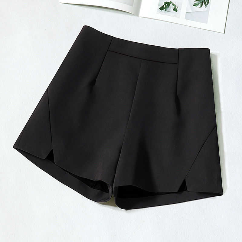 Plus Size 3XL Chiffon Shorts Women Summer Thin High Waist Shorts Black White Short Femme Elegant Office Suit Womens Shorts C6157 210611