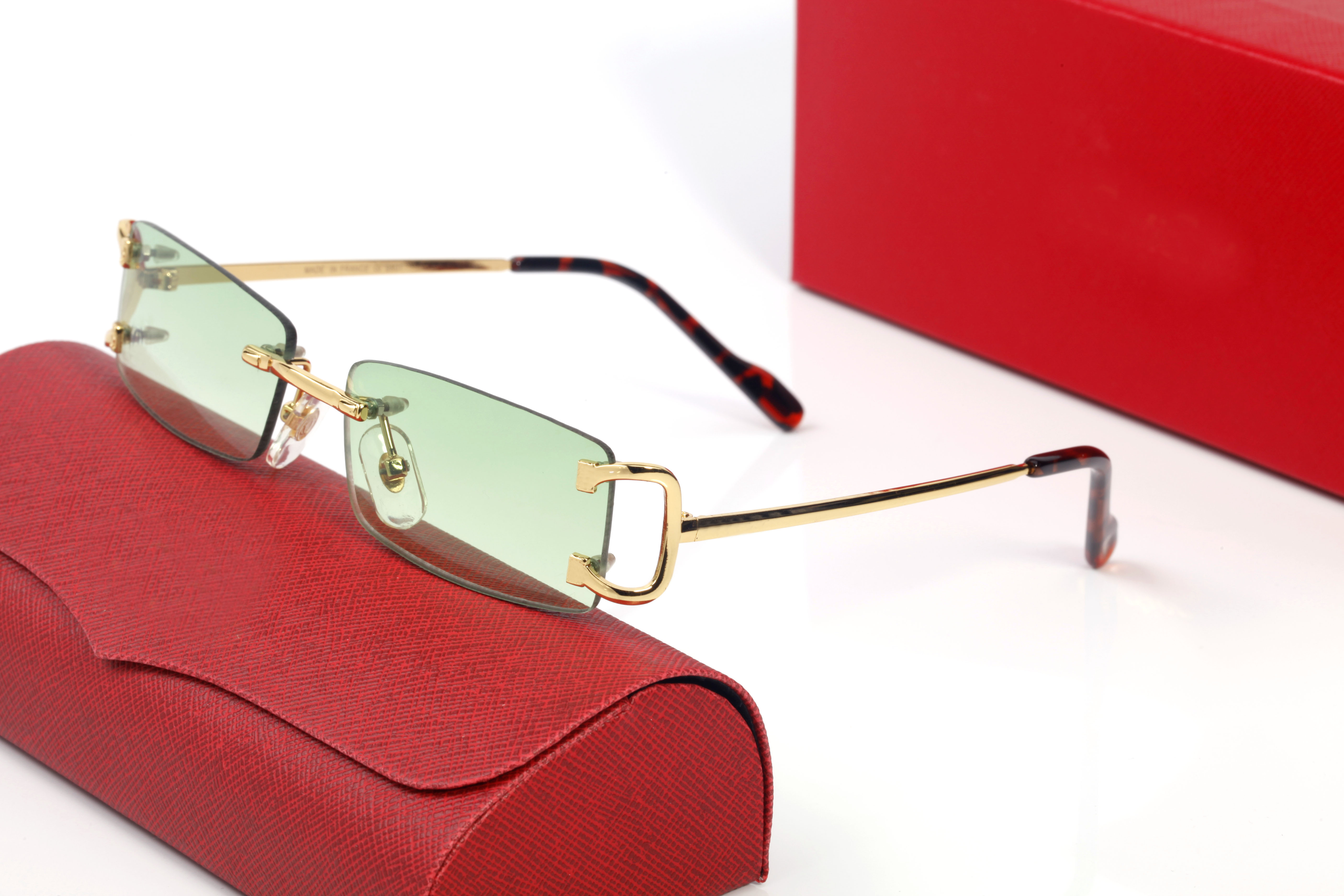 Fashion Women Designer Sunglasses for Men Rimless Square Sunglass Woman Man Vintage Brand Luxury Eyeglass Buffalo Travel Driving Carti Glasses Eyeglasses Lunette