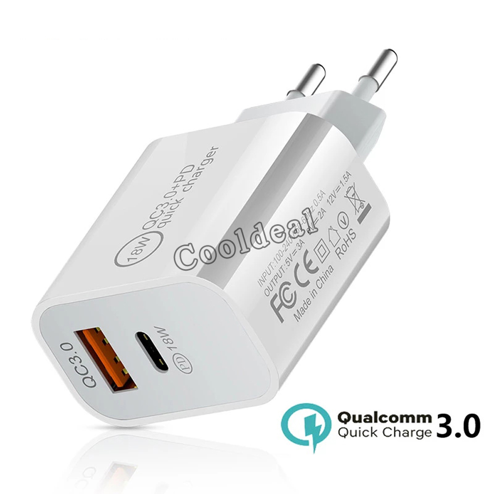 18W Fast USB Charger Quick Charge Type C PD Fasts Charging For iPhone EU US Plug Chargers QC 4.0 3.0 Free DHL
18W Fast USB Charger Quick Charge Type C PD Fasts Charging For iPhone EU US Plug Chargers QC 4.0 3.0 Free DHL