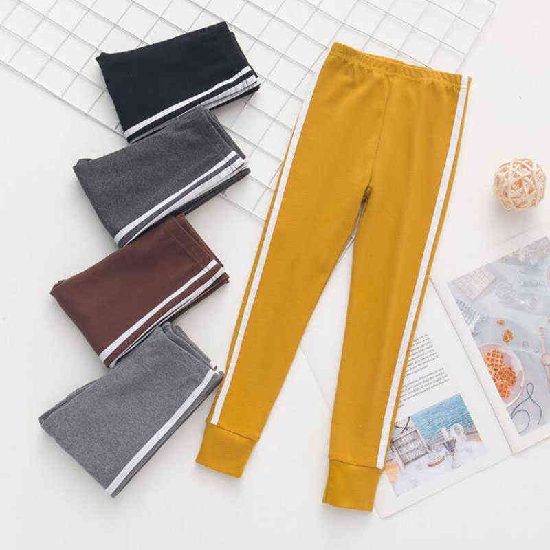 Sports Pants Girls Leggings Stripe for Kid Sweatpants Kids Sport Trousers Outwear 211103