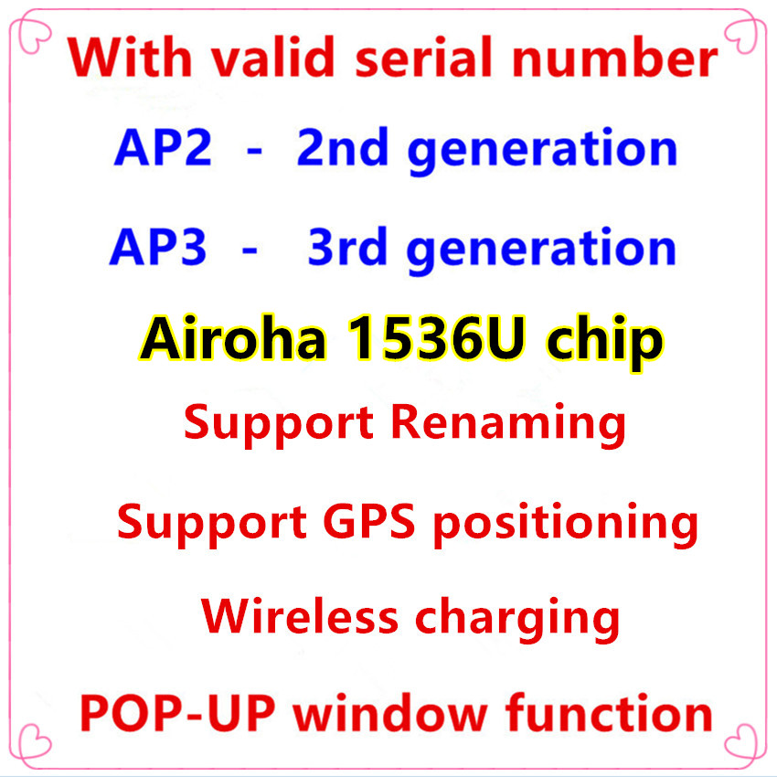 Valid serial number Airoha 1536U chip earphone Gps Rename Air Ap3 pro Ap2 Gen 2 Gen 3 TWS Bluetooth Headphones Wireless Charging Earbuds
Valid serial number Airoha 1536U chip earphone Gps Rename Air Ap3 pro Ap2 Gen 2 Gen 3 TWS Bluetooth Headphones Wireless Charging Earbuds