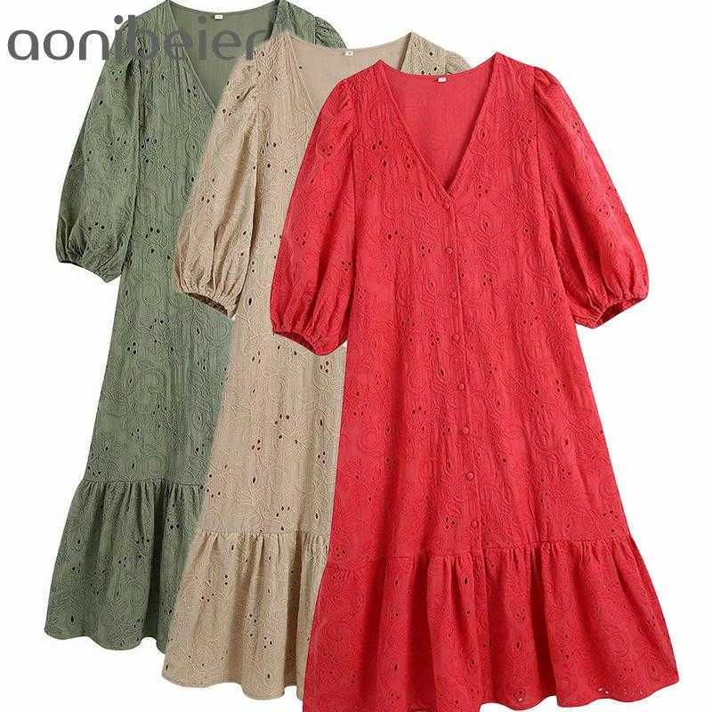 Fashion Embroiderd Hollow Out Summer Women Casual Shirt Dress V Neck Puff Sleeve Female Ruffles Loose Midi 210604
Fashion Embroiderd Hollow Out Summer Women Casual Shirt Dress V Neck Puff Sleeve Female Ruffles Loose Midi 210604