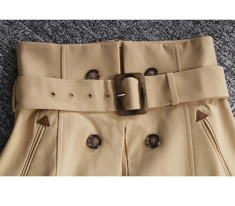 [EAM] High Waist Brown Bandage Asymmetrical Pleated Temperament Half-body Skirt Women Fashion Spring Autumn 1S464 210619