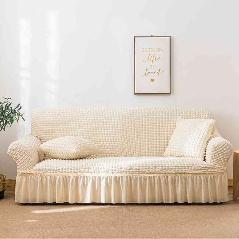 Sofa hot selling elastic bubble cloth lace solid color sofa cover cushion, Skirt style - monochrome pink 
Sofa hot selling elastic bubble cloth lace solid color sofa cover cushion, Skirt style - monochrome pink
