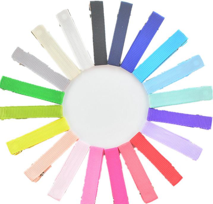 2021 1.8" DIY hair Accessory clips Baby girl Ribbon Hair Bows Clip Ribbon Lined Alligator Hair Clips Multi colors