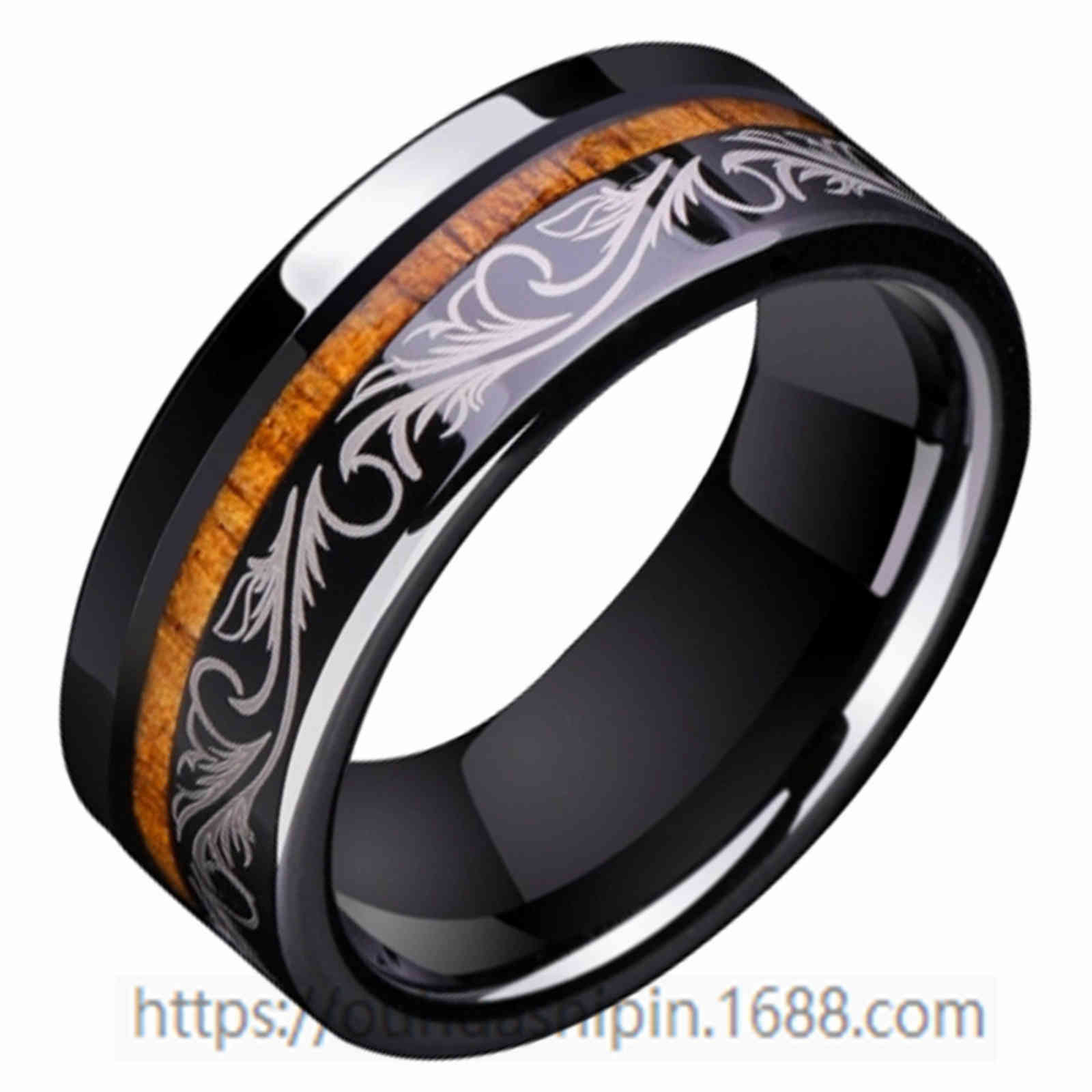 Ring Tungsten Steel Black Red Wood Leather Pattern Personalized Creative Men's Straight, Silver
Ring Tungsten Steel Black Red Wood Leather Pattern Personalized Creative Men's Straight, Silver
