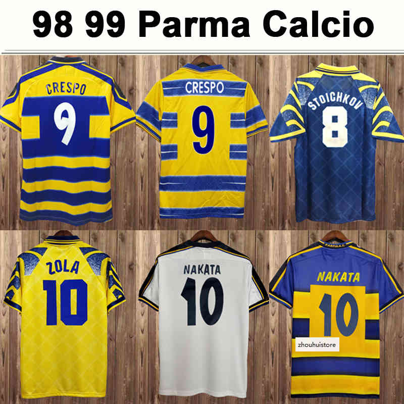 

1998 1999 2000 Parma Calcio Mens Soccer Jerseys CRESPO CANNAVARO BAGGIO ASPRILLA Home Yellow Blue Football Shirt Short Sleeve Adult Uniforms, Fg2455 1998 1999 home