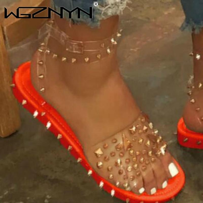 Fashion Women Summer Rivet Sandals Ankle Strap Buckle Ladies Transparent Bling Slippers Flats Shoes Cool Girl Plus Size 35-43
Fashion Women Summer Rivet Sandals Ankle Strap Buckle Ladies Transparent Bling Slippers Flats Shoes Cool Girl Plus Size 35-43