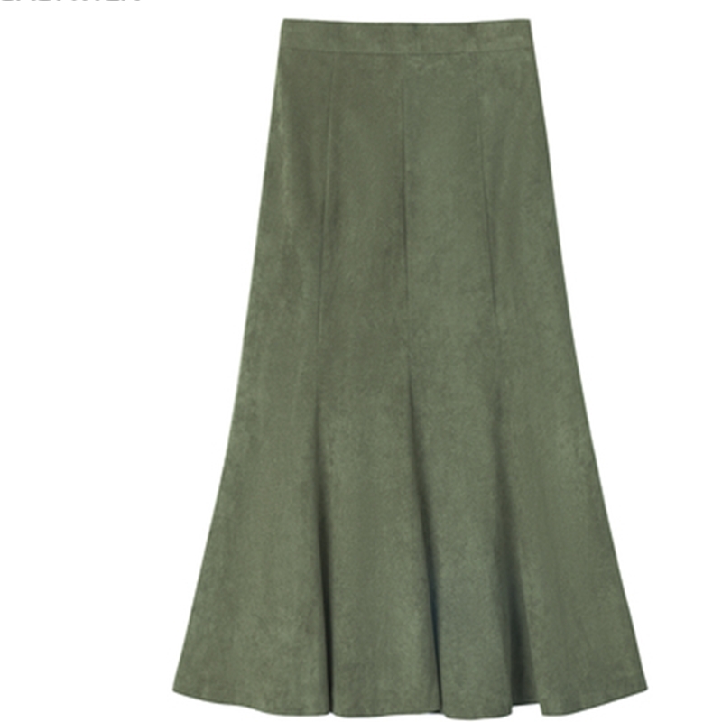 New Fashion Women Long Skirts Vintage Mermaid High Waist Solid Color Package Hip Slim Tight Fishtail Office Lady for Winter 210309