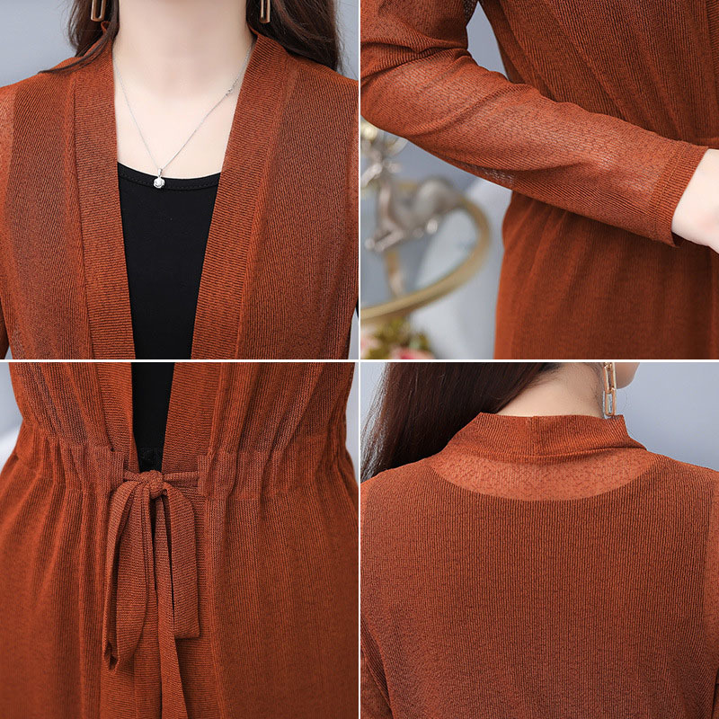 OHRYIYIE Plus Size 5XL Spring Summer Oversize Long Cardigan Sweater Women 2021 Knitted Shawl Sunscreen Sweater Ladies Coat L-5XL 210218