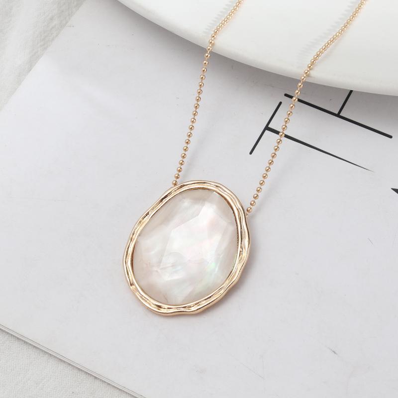 Pendant Necklaces Faceted Acrylic Abalone Shell & Leopard Print Pattern Geometric Charms Accessories Body Jewelry