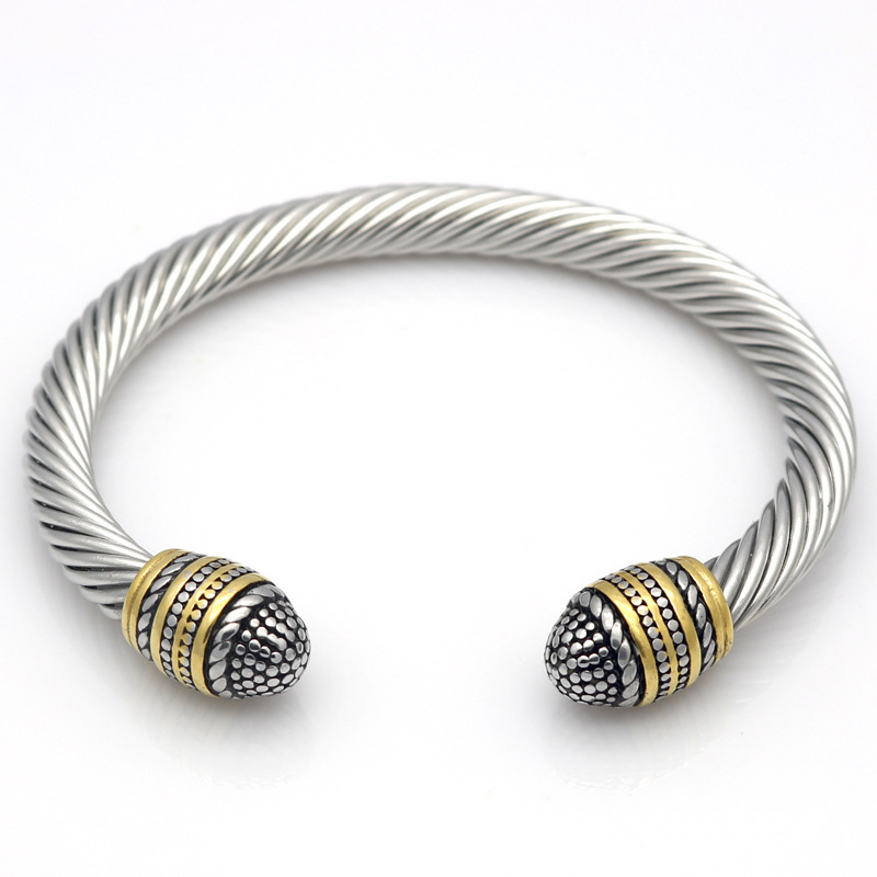 retro trendy titanium steel jewelry gold two color bracelet stainless steel cable bracelet men designer bracelet open retro bangle 2021, White
retro trendy titanium steel jewelry gold two color bracelet stainless steel cable bracelet men designer bracelet open retro bangle 2021, White