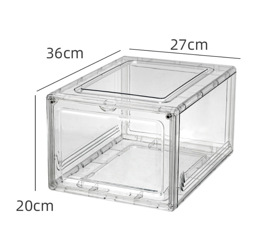 The latest 36X27X20CM thick PET transparent shoe storage box, multi-functional and large-capacity, a variety of styles to choose from, support customi
