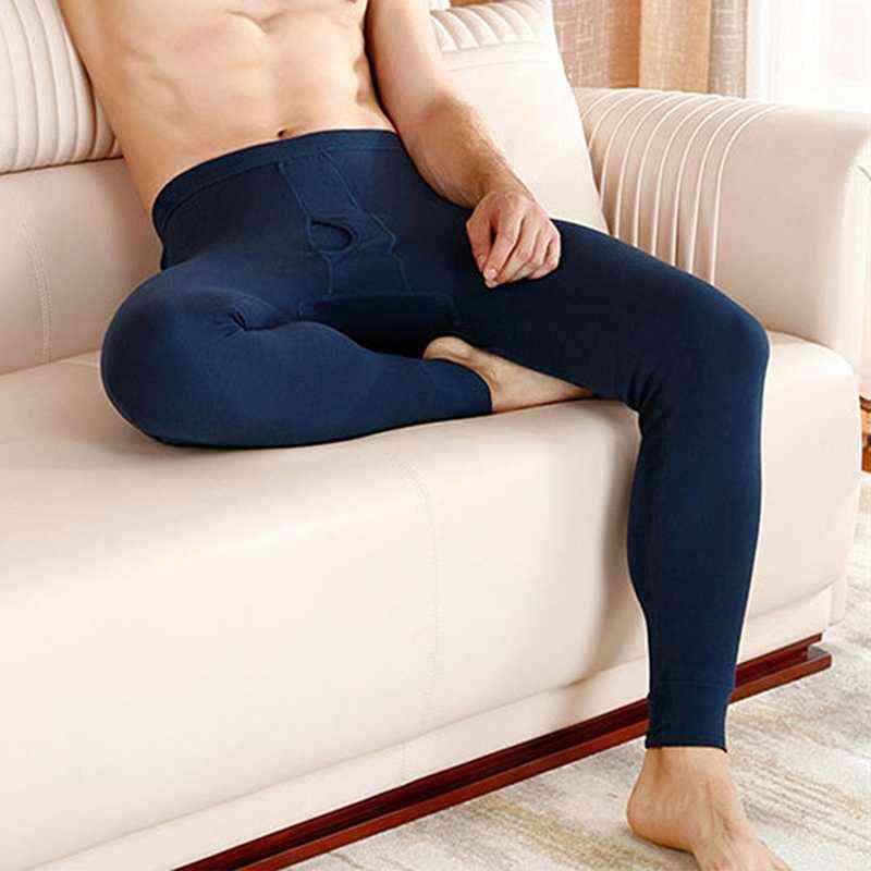 Cotton Men's Long Johns Warm Thermal Pants Breathable Under Trousers Solid Color Thermal Underwear Men Sleepwear Breathable 211110wtt